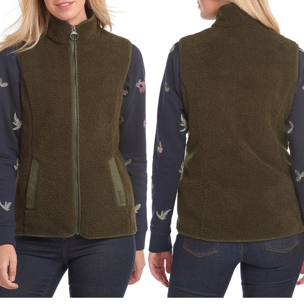 Barbour ‘Milburn’ Faux Shearling Vest Sz US 4 NEW!
